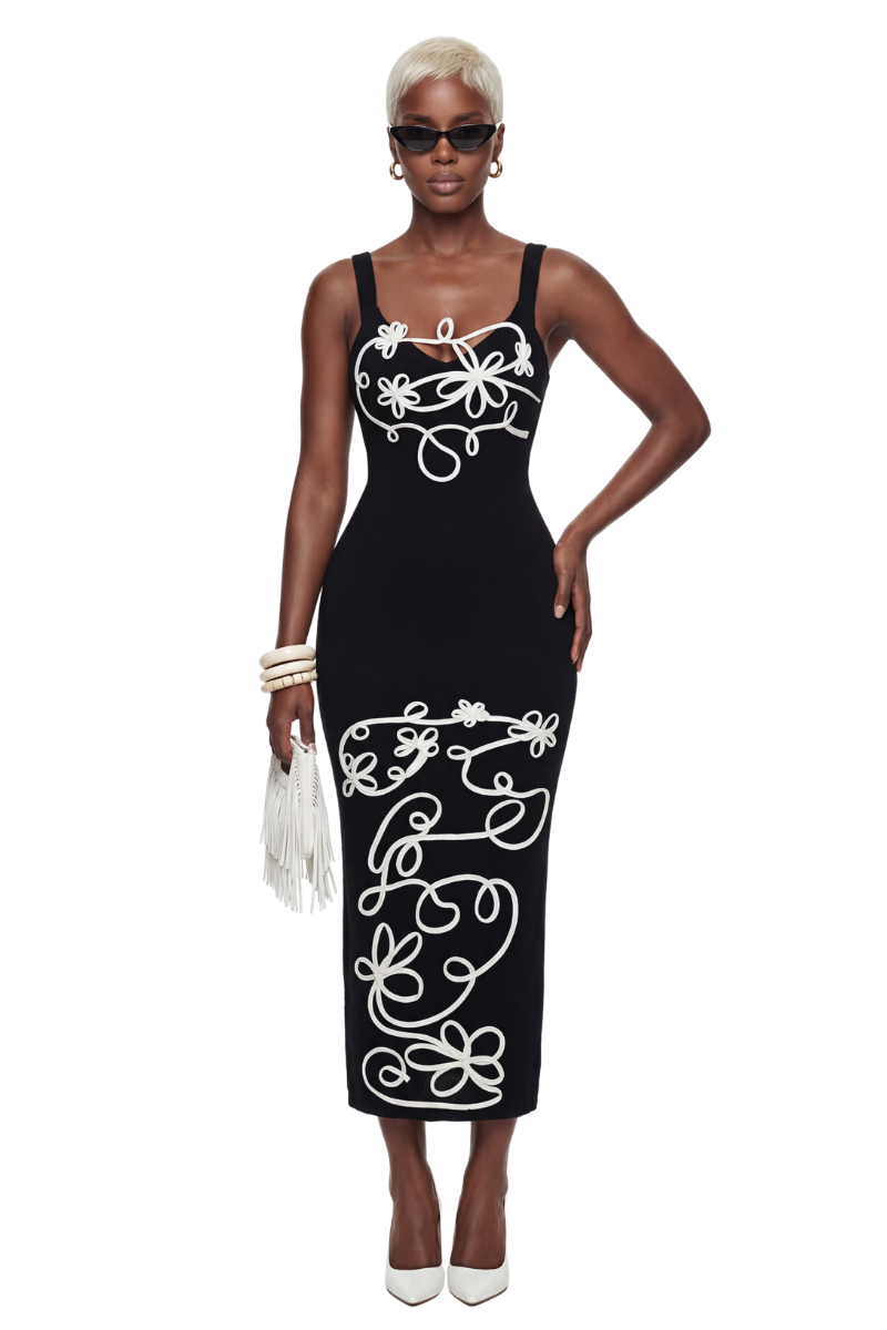 Line Art Bodycon Midi Dress- Preorder Ships 6/9 Kayl The Label Line Art Bodycon Midi Dress- Preorder Ships 6/9 Kayl The Label