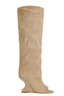 Viv Peep Toe Wedge Knee High Boots (Nude)