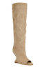 Viv Peep Toe Wedge Knee High Boots (Nude)