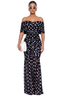 Spotted Off-Shoulder Mesh Maxi Dress