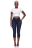 V-Cut High Waist Capri Denim