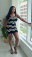 Knit Chevron Dress (Black/Cream)