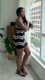 Knit Chevron Dress (Black/Cream)