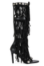 Meya Black Fringe Gladiator Sandal