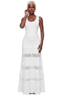 Wave Scallop Lace Panel Knit Maxi Dress