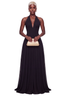 Midnight Curtain Corset Chiffon Maxi Gown