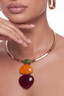Tri-Stone Gold Collar Necklace