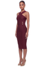 Sculptress Crossover Bandage Midi (Burgundy)