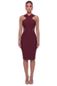 Sculptress Crossover Bandage Midi (Burgundy)