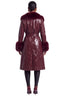 Cherry Glaze Faux Leather Fur Collar Coat
