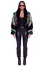 Emerald Chevron Cropped Faux Fur Jacket