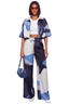 Cobalt Canvas Abstract Pants Set