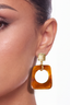 Golden Square Tortoise Hoop Earrings