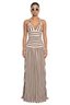 Riviera Stripe Plunge Halter Maxi