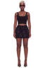 3D Floral Skirt Set (Black)