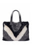 Carry-All Oversized Faux Fur Tote (Black & Ivory)