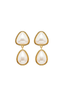 Double Pearl Gold Drop Earrings