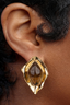 Sculpted Gold Amber Stone Earrings