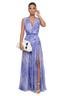 Marble Swirl Deep-V Maxi Dress (Purple)