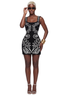 Tribal Sketch 3D Mini Dress (Black)- Preorder Ships 6/9