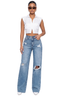 High Rise Distressed Wide-Leg Jeans