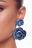 Denim Rose Duo Drop Earrings