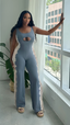 Two Tone Fringe Jumpsuit (Grey)