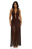 Cocoa Cascade Fringe Maxi Dress