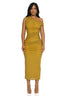 Golden Olive Ruched Midi Dress