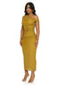 Golden Olive Ruched Midi Dress