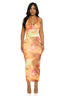 Golden Hibiscus Backless Maxi Dress