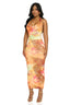 Golden Hibiscus Backless Maxi Dress