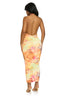 Golden Hibiscus Backless Maxi Dress
