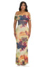 Pressed Petals Off-Shoulder Mesh Maxi Dress