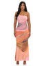 Sunset Drift Strapless Mesh Maxi Dress