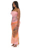 Sunset Drift Strapless Mesh Maxi Dress
