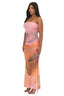 Sunset Drift Strapless Mesh Maxi Dress