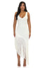 Sway Asymmetric Fringe Knit Dress (Ivory)