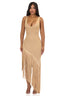 Sway Asymmetric Fringe Knit Dress (Camel)