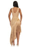 Sway Asymmetric Fringe Knit Dress (Camel)