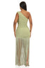Twisted Vine One-Shoulder Braided Fringe Maxi (Sage)