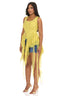 Lace Cascade Asymmetric Hem Knit Top (Yellow)