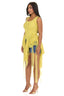 Lace Cascade Asymmetric Hem Knit Top (Yellow)