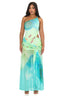 Seaglass One-Shoulder Cutout Mesh Maxi