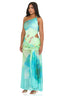 Seaglass One-Shoulder Cutout Mesh Maxi