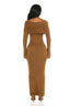 Her Moment Off Shoulder Knit Maxi Dress (Mocha)