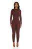 Sculpt Long Sleeve Jumpsuit (Brown)