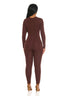 Sculpt Long Sleeve Jumpsuit (Brown)