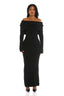 Her Moment Off Shoulder Knit Maxi Dress (Black)