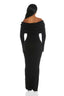Her Moment Off Shoulder Knit Maxi Dress (Black)